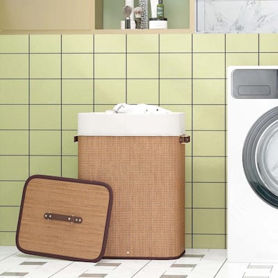 Bamboo Laundry Basket Collapsible Space Saving Laundry Hamper