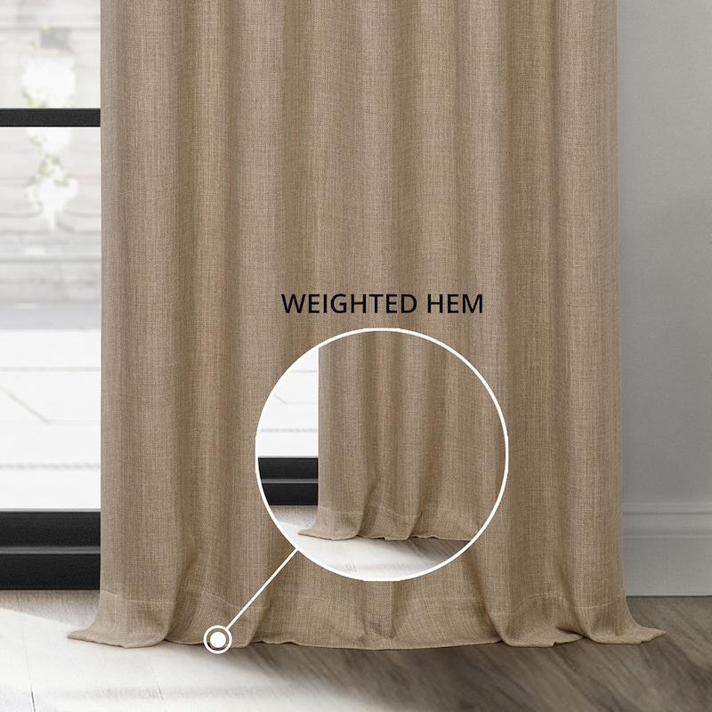 Exclusive Fabrics Faux Textured Faux Linen Room Darkening Curtains for Bedroom & Living Room Curtains (1 Panel)