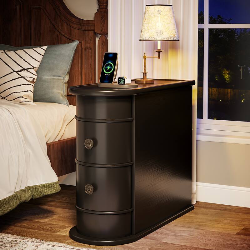 Wood End Table, Narrow Side Table Solid Side Table