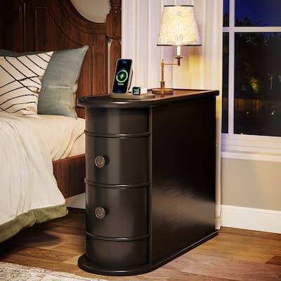Wood End Table, Narrow Side Table Solid Side Table