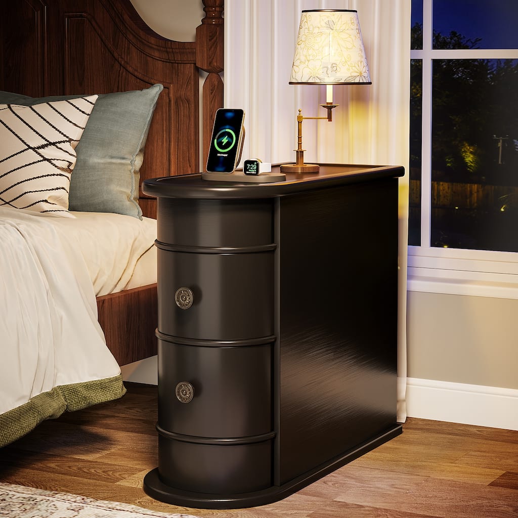 Wood End Table, Narrow Side Table Solid Side Table