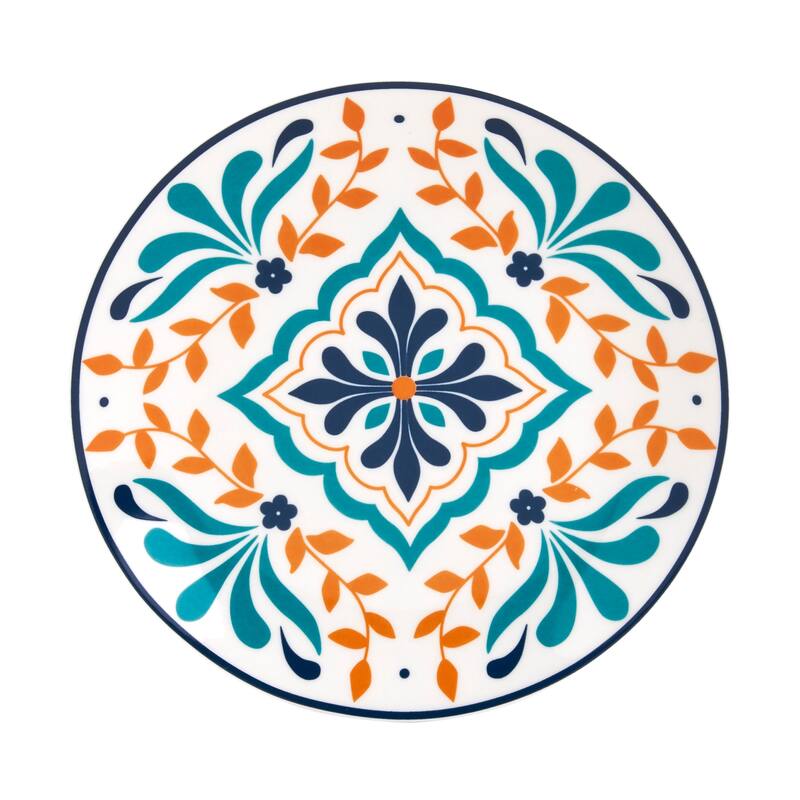 Tabletops Gallery Isabella 12 Piece Blue Porcelain Round Dinnerware Set- Service for 4
