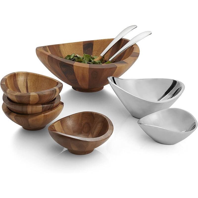 Nambe Butterfly Salad Bowl with Servers