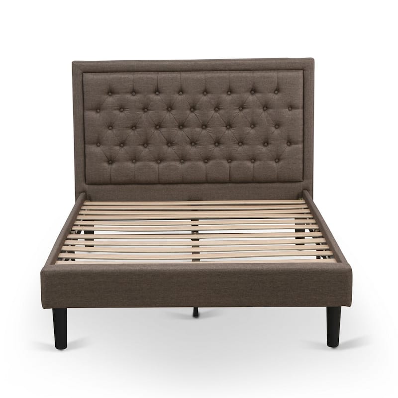 Full Bed Frame Upholstered Linen Headboard - Modern Bedroom Furniture with Black Legs