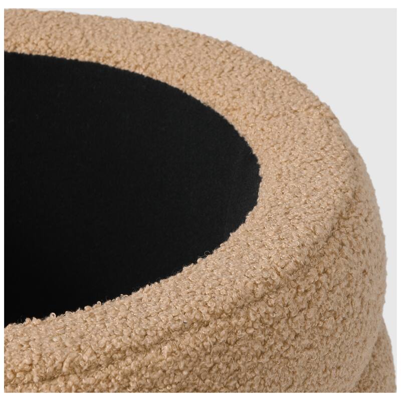 Bayville Sherpa Swivel Chair With Round Storage Ottoman 2-Piece Set