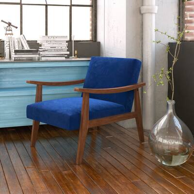 Zenvida Mid Century Modern Accent Armchair Solid Hardwood Upholstered