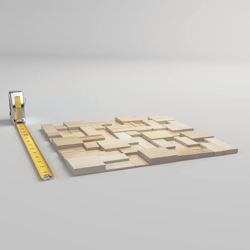 11 7/8"W x 11 7/8"H x 1/2"P Ridge Wood Mosaic Wall Tile, Pine - 11 7/8"W x 11 7/8"H x 1/2"P