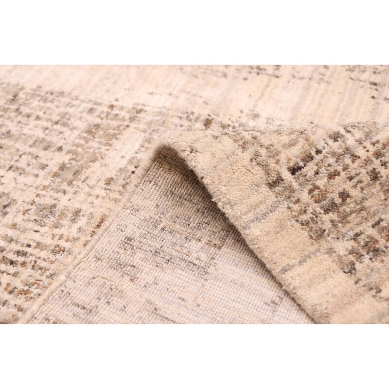 ECARPETGALLERY Hand Loomed Elysian Ivory Wool Rug - 5'3 x 7'5