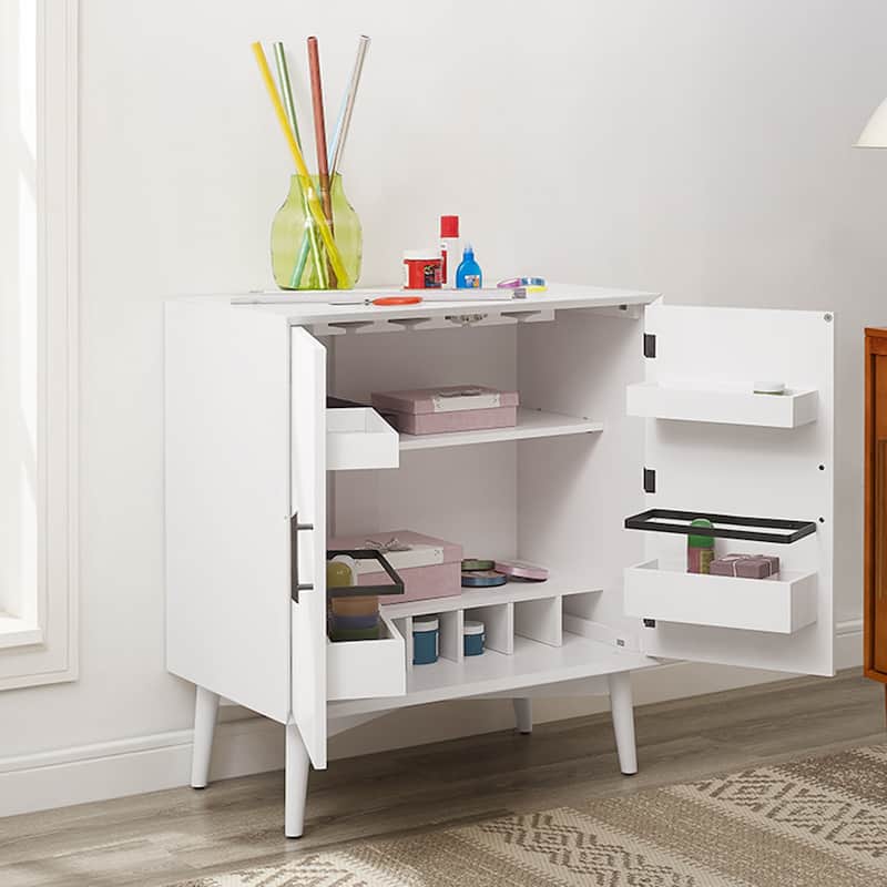 Landon Bar Cabinet In White - 31.75"W x 19"D x 36"H