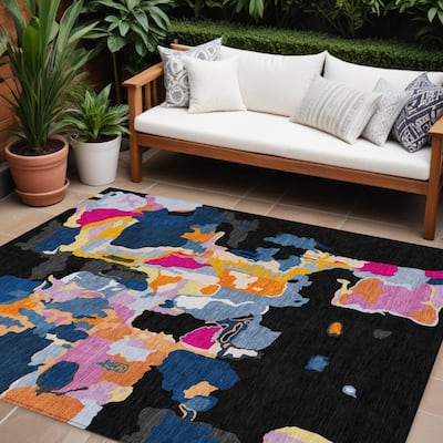 HomeRoots Abstract Transitional Rectangle Outdoor Rug