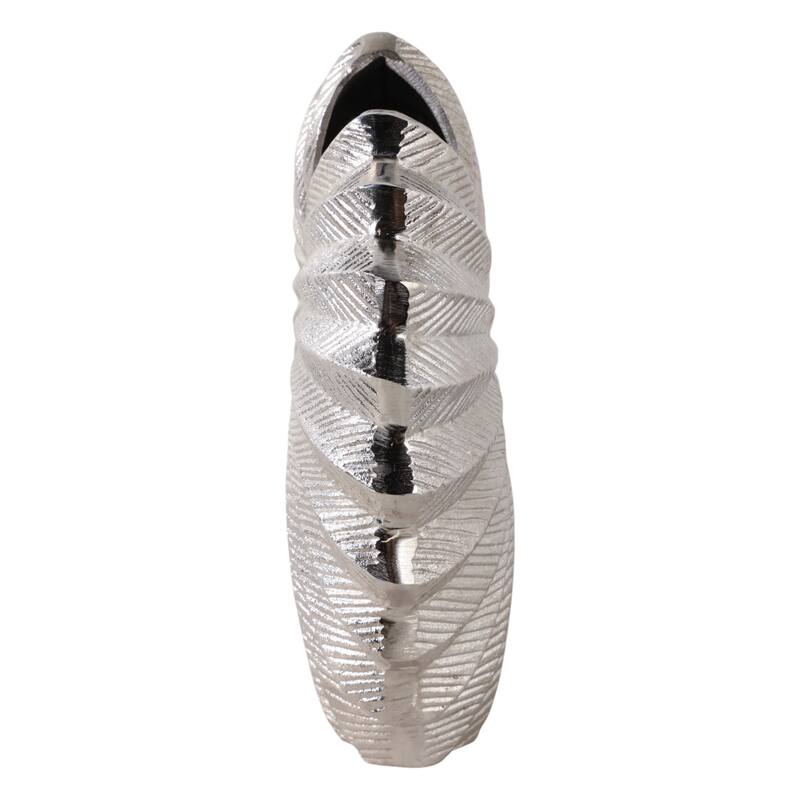 Metal Vase Aluminum Decorative Accent Coastal Glam Style - 10" Silver
