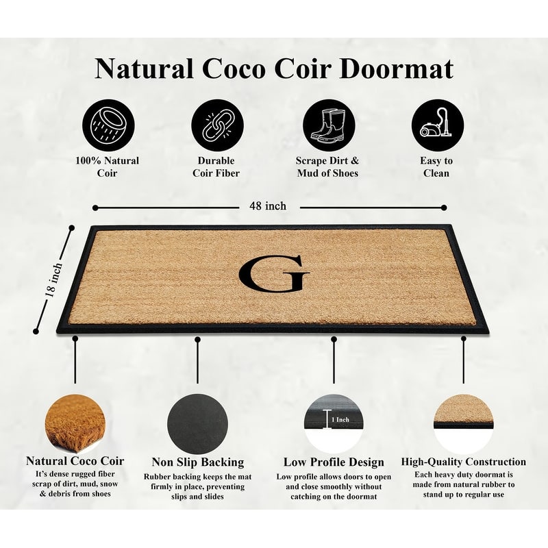 A1HC Rubber/Coir Molded Monogrammed Double Doormat 18"x48"