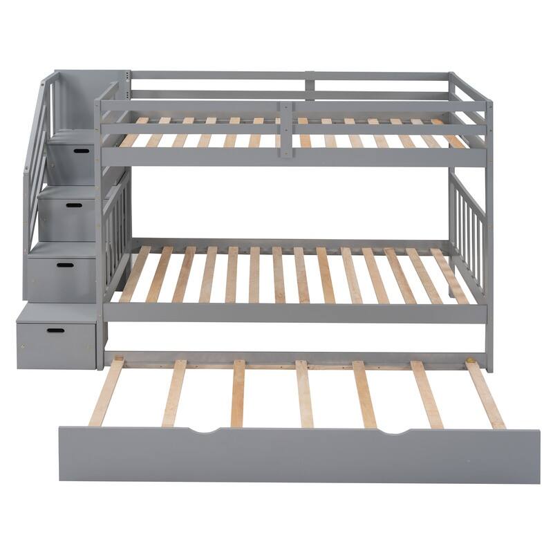 Twin over Twin/Full Size Bunk Bed with Twin Size Trundle
