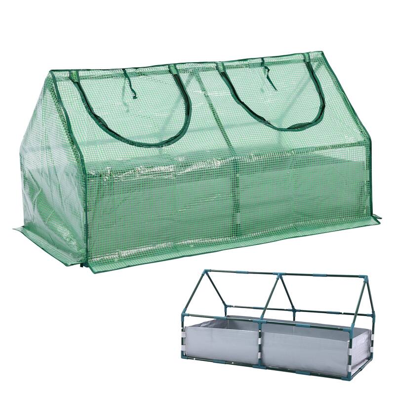 Aoodor Raised Garden Bed with Mini Greenhouse Cover - 6' x 3' x 3'