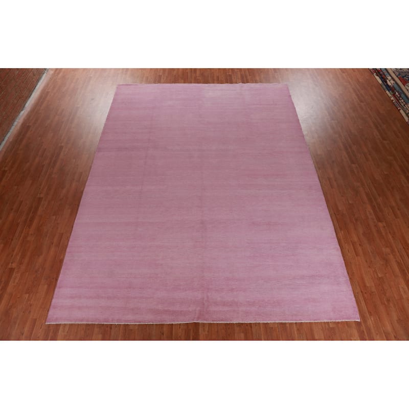 Hand Knotted Oriental 100% Wool Carpet Modern Solid Purples Gabbeh Area Rug - 13' 11'' X 10' 3''