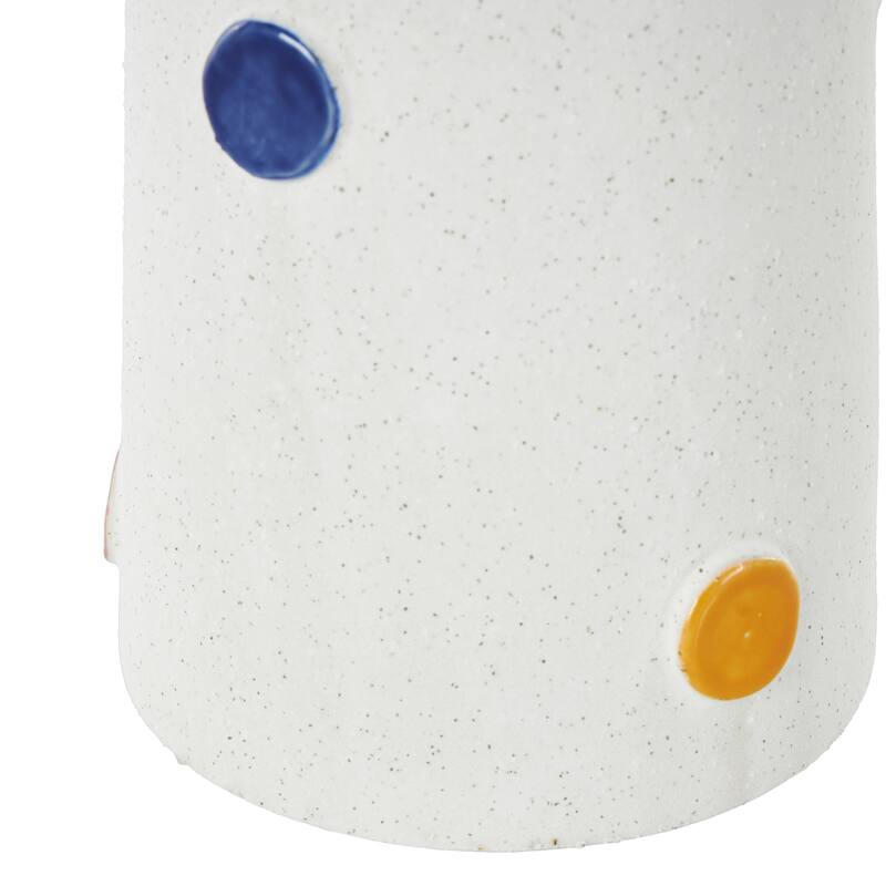Ceramic Slim Cone Vase with Multicolor Spots and Handles - White - Roche River Decor