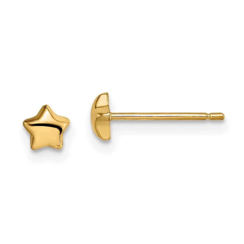 Curata 14k Yellow Gold Girls Polished 4.5mm Star Post Earrings