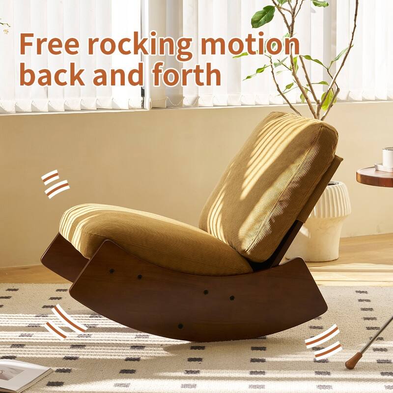 Solid Wood Glider Rocker with Corduroy Upholstery - Cozy Rocking Chair for Nursery, Living Room & Bedroom