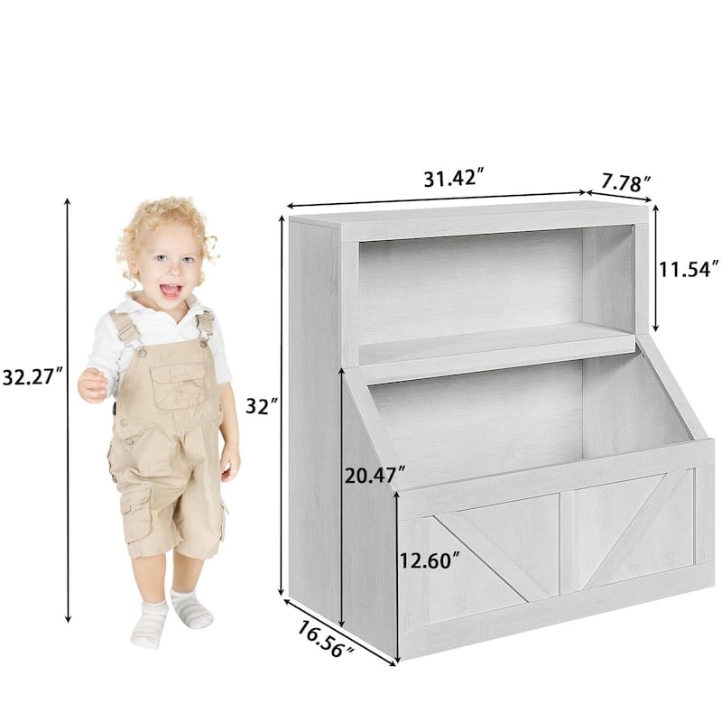 Kids Bookshelf and Toy Storage, Wooden Bookcase with Storage Cabinet and Toy Shelf