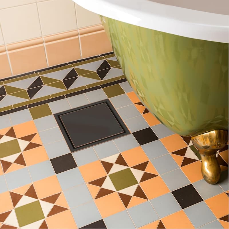 4/6-Inch Square Shower Drain, Reversible Tile Insert