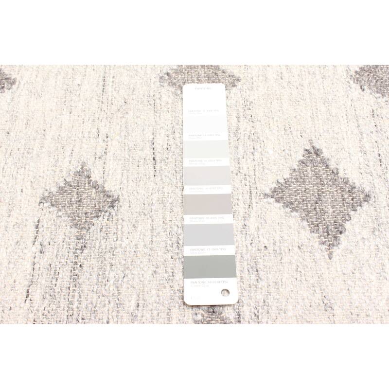 ECARPETGALLERY Flat-Weave Ankara FW Light Grey Wool Kilim - 5'2 x 7'7