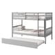 preview thumbnail 9 of 17, Twin Over Twin Rubber Wood Bunk Bed with Trundle, Convertible into 2 Twin Size Beds,with Ladder and Safety Guardrails-Grey