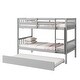 preview thumbnail 9 of 17, Twin Over Twin Rubber Wood Bunk Bed with Trundle, Convertible into 2 Twin Size Beds-Grey