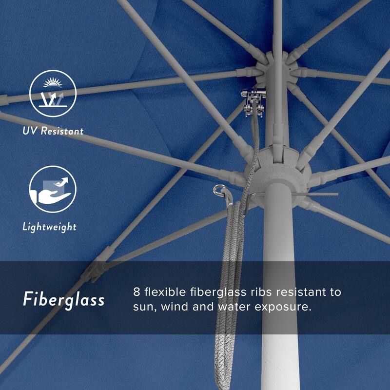 California Umbrella 11' Rd Aluminum Frame, Fiberglass Rib Market Umbrella, Push Open, White Finish, Pacifica Fabric