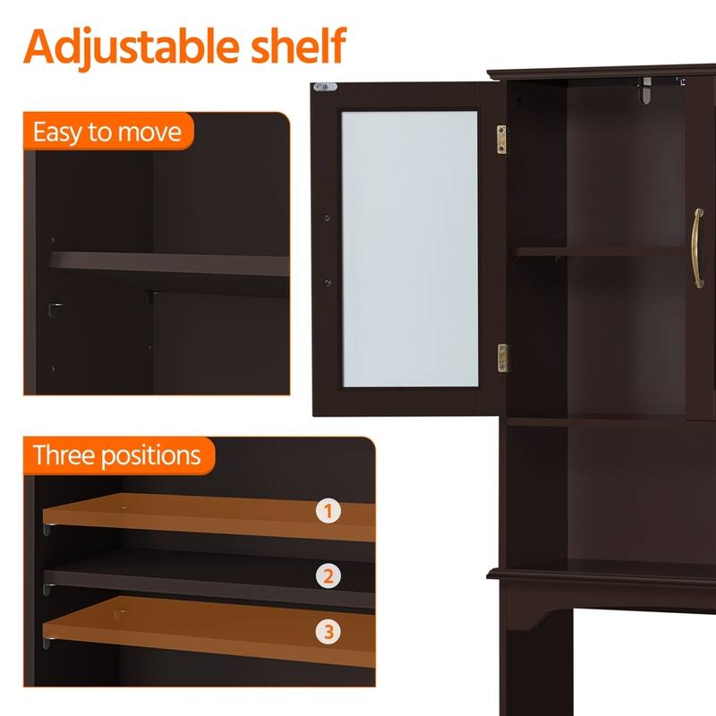 Yaheetech Bathroom Organizer Over The Toilet,2-Door,1 Open-Shelf