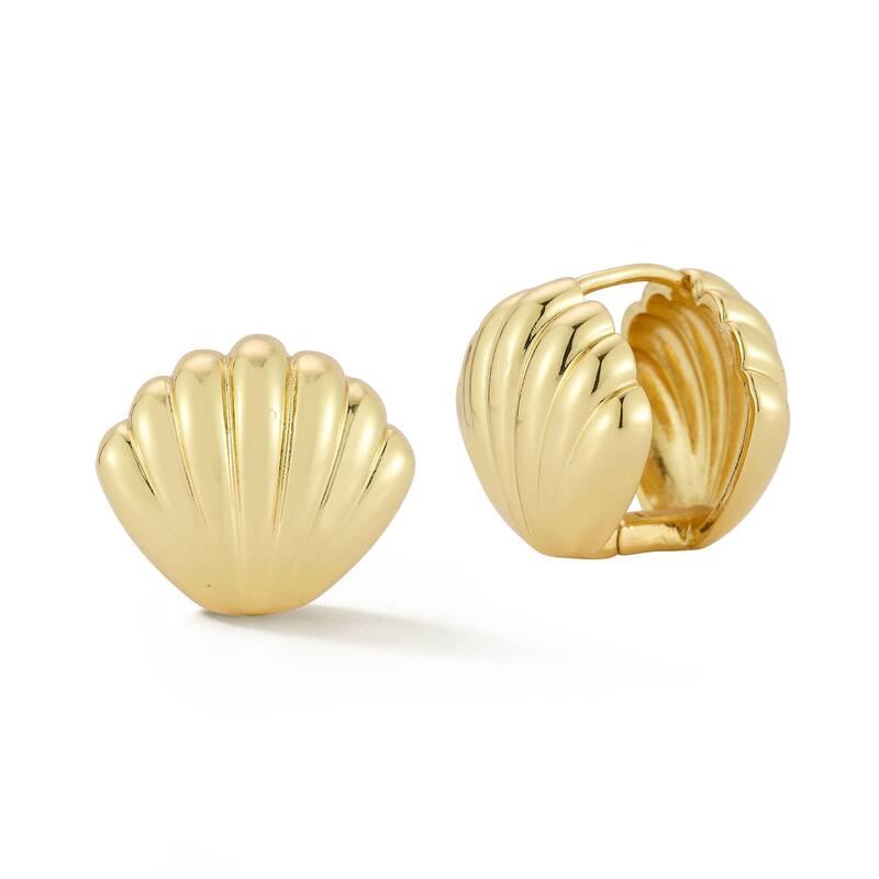 Chloe & Madison Seashell Hoop Earrings - Yellow