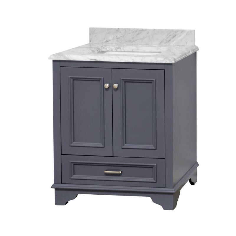KitchenBathCollection Nantucket 30" Bathroom Vanity with Carrara Marble Top