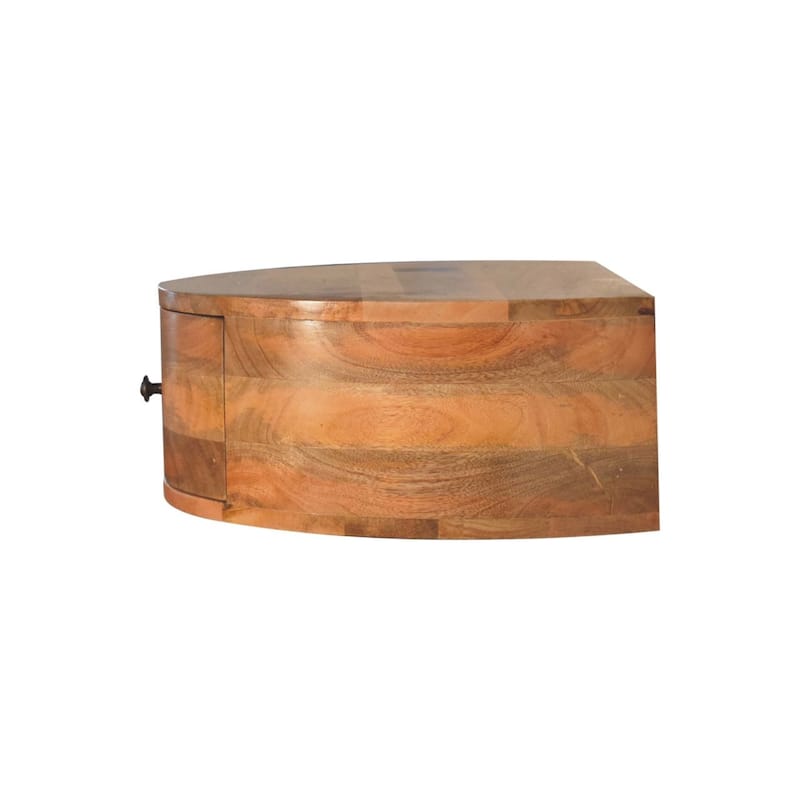 HomeRoots 22" Brown Solid Wood Round One Drawer Floating Nightstand