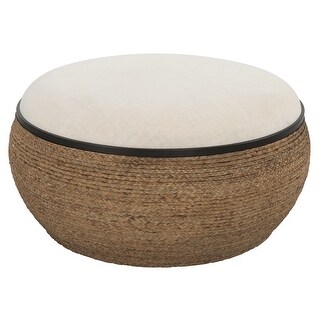 Uttermost Island Straw Storage Ottoman / Coffee Table - 36"W x 36"H x 18"D