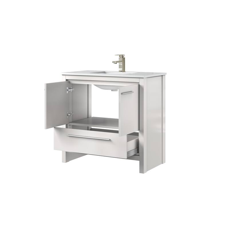 Lafarre Bath Vanity Quartz Top, Sink and Brushed Nickel Faucet