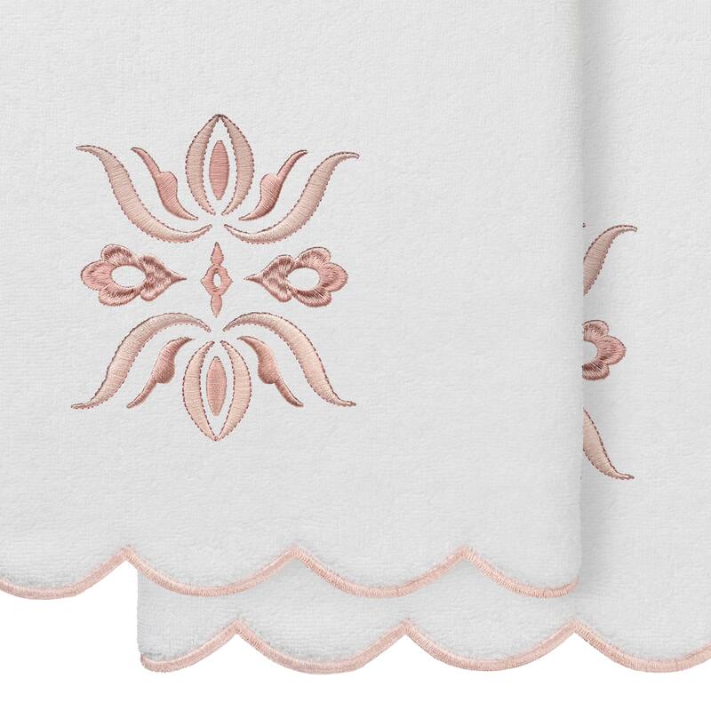 Authentic Hotel and Spa 100% Turkish Cotton FLOWER CREST Scallop Towel Collection