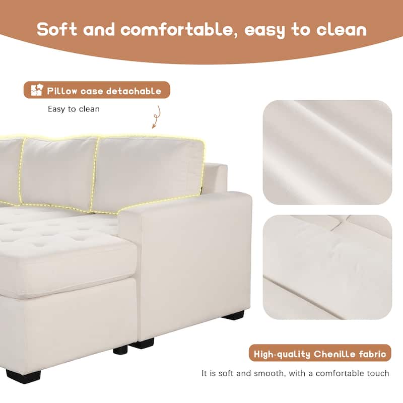 108.3'' U-Style 6-Seat Sofa with Pull-Out Bed