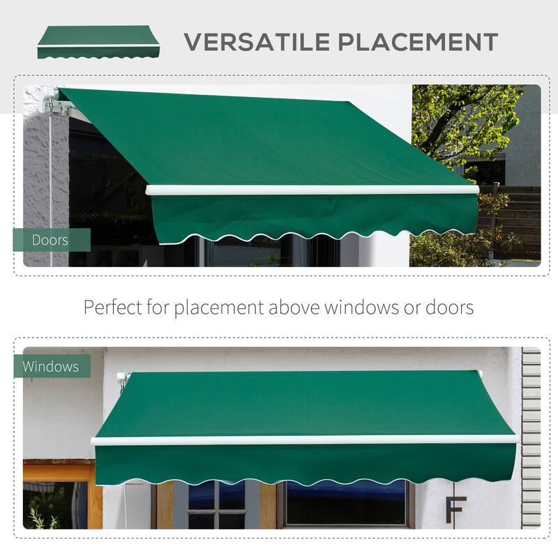 Outsunny 8' x 6.6' Patio Retractable Awning/Manual Exterior Sun Shade Deck Window Cover