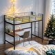 preview thumbnail 15 of 26, Industrial Modern Twin Metal Loft Bed with Desk and Metal Grid, Space-saving, Sturdy Construction & Safety Guaranteed, White Black