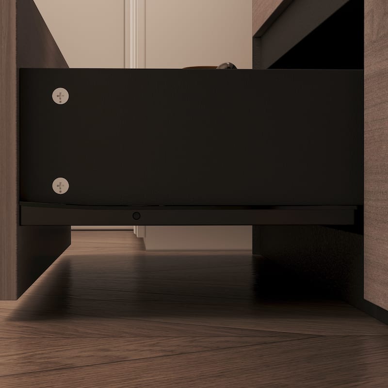 Dresser Sideboard with Wood Grain Drawers and Black Cabinet Wide Organizer for Hallway, Office, or Closet