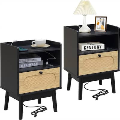Rattan Nightstand Set of 2