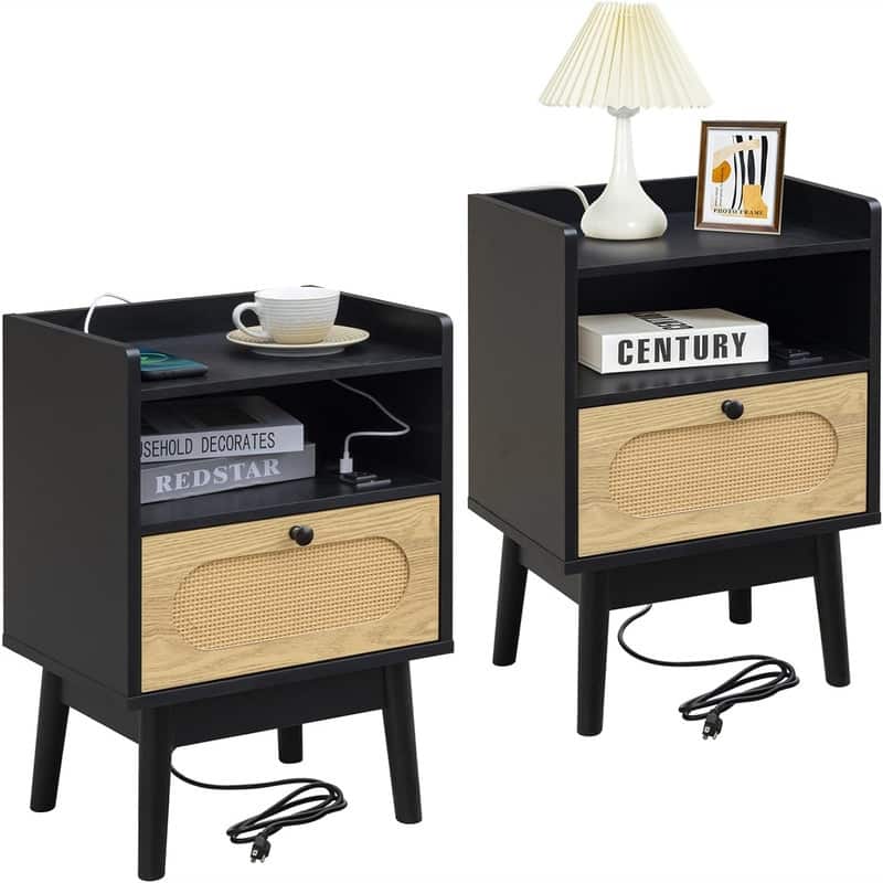 Rattan Nightstand Set of 2