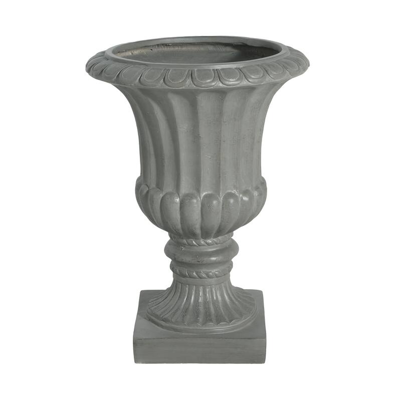 Classic Elegant Gray Urn Planter Pot for Patio Garden and Living Room