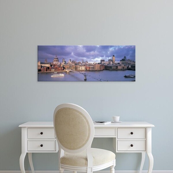 Easy Art Prints Panoramic Image 'London Millennium Footbridge, St. Paul's Cathedral, London, England' Canvas Art