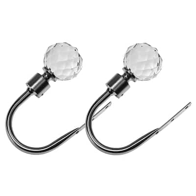IH Casa Decor Metal Curtain Holdback Set Crystal Nickel