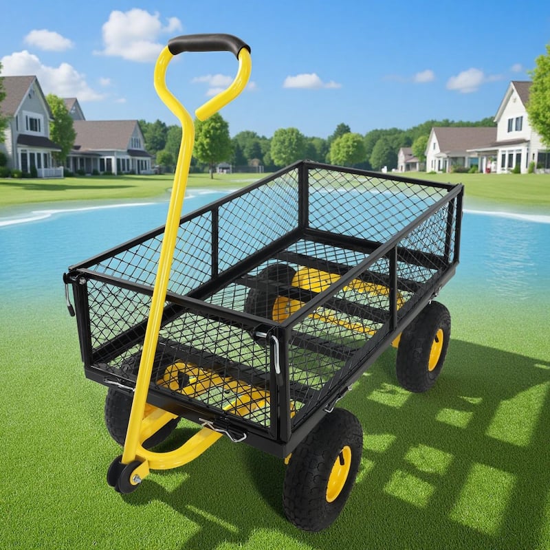 Heavy-Duty Garden Wagon Cart - Firewood & Yard Debris Transport Hauler