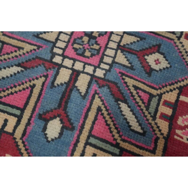 Hand Knotted Oriental 100% Wool Carpet Traditional Tribal Pink Tabriz Runner Rug - 9' 7'' X 2' 7''