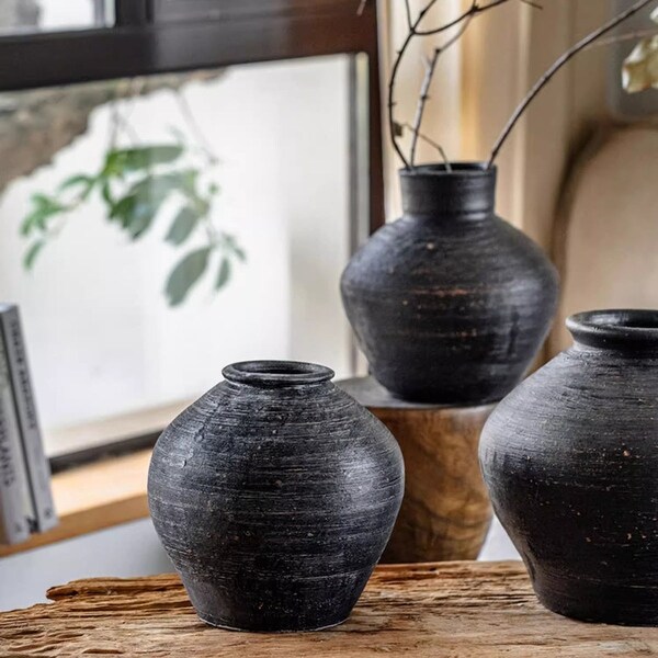 Vintage Wabi-Sabi Style Ceramic Jar - Bed Bath & Beyond - 43046957