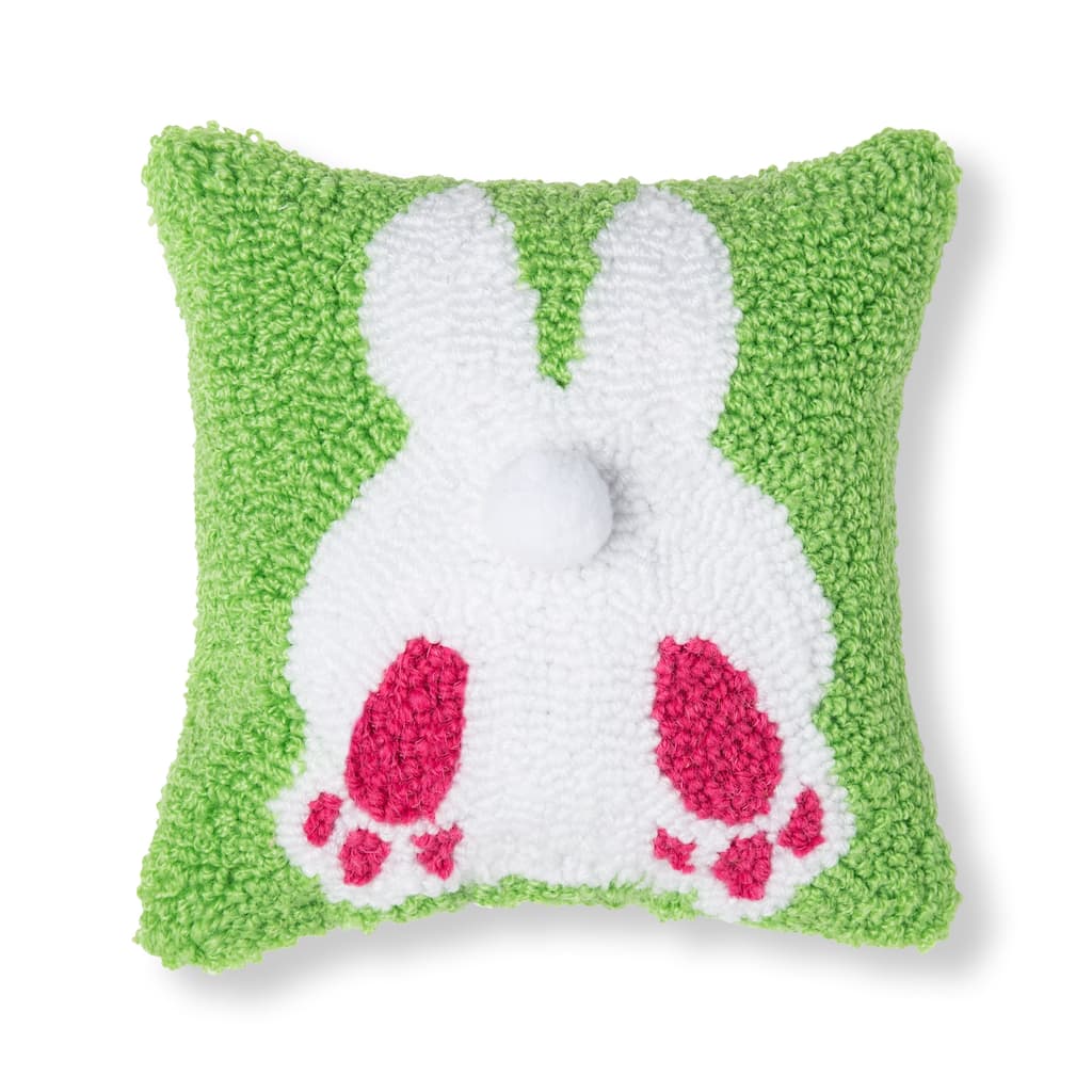 8" x 8" Bunny Bum Hooked Pillow