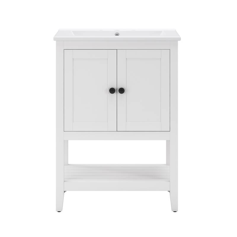 Modern Freestanding Bathroom Vanity with Solid Wood Frame and Ample Storage - 24in L