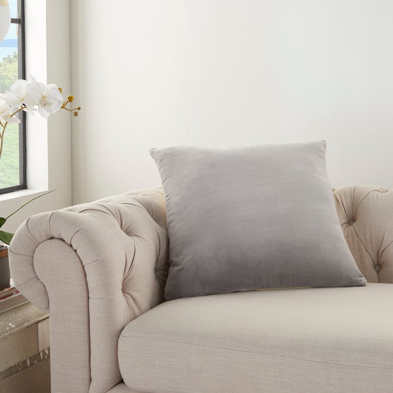 Mina Victory Life Styles Glam Solid Velvet Throw Pillow - 20"X20" - Grey